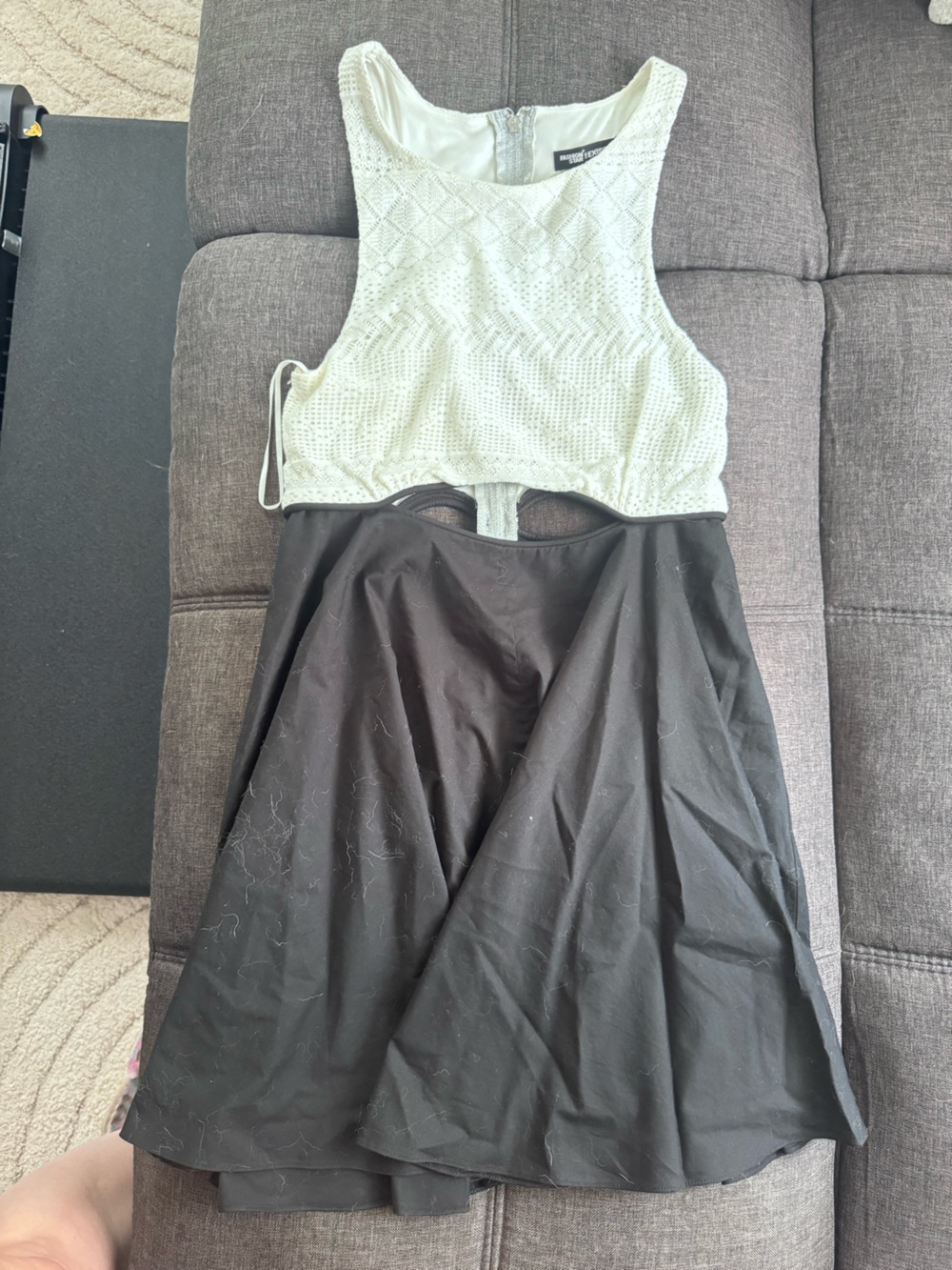 RARE Fashion Star TV Show/Express White Knit Top Black Skirt Cutout Dress